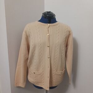 Talbots Sweater Wool  Button Cardigan Sweater  pockets Sz Large Woolmark